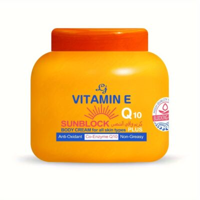 200g/7.05oz Vitamin E & Q10 Sunscreen Body Cream - Waterproof, Non-Greasy Quick-Absorg Formula, with Vitamin E & Co-Enzyme Q10, for Face, Body, Sensitive & Post-Surgery Light Beige - All Light Beige Types Including Dry/Oily - Daily & Special Events, Su