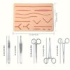 Complete Suture Practice Kit for Suture Training, Including Large Silicone Suture Pad with pre-Cut Wounds and Suture Tool kit (11pcs) Including Case - Image 2
