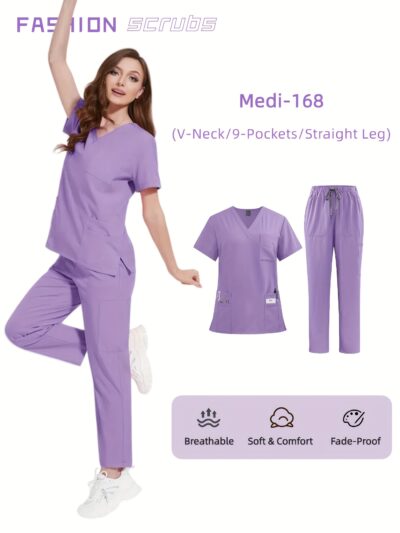 [:en]High-End Four-Way Stretch V-Neck Solid Color Short-Sleeve Straight-Leg Pants Set for Hospital Work, Nurse Uniforms, Scrubs, And Surgical Attire Suitable for All Seasons.[:ar]High-End Four-Way Stretch V-Neck Solid Color Short-Sleeve Straight-Leg Pants Set for Hospital Work, Nurse Uniforms, Scrubs, And Surgical Attire Suitable for All Seasons.[:]