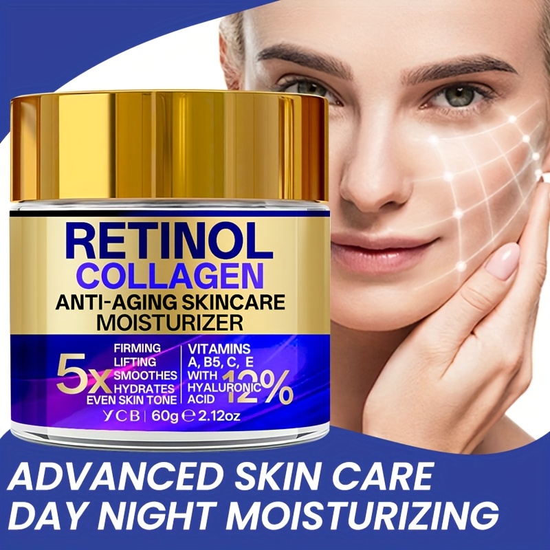 YCB Retinol Collagen Moisturizing Cream 60g/2.12oz - Face Cream with Hyaluronic Acid, Vitamin E, Shea Butter & Caffeine - Firms, Lifts Sagging Light Beige, Improves Elasticity, Even Light Beige, All Light Beige Types, Elegant Packaging, Advanced Skincare - Image 5