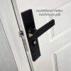 1pc Sleek Black Indoor Door Lock - Silent Aluminum Alloy Handle for Solid Wood Doors, Modern Design with Golden Accents, Fit for Bedroom & Bathroom, No Battery Required, Bathroom Lock for Door, Home Privacy Security, Durable Metal Construction - Image 2
