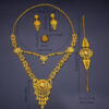 Arabian Style 5pcs Bridal Jewelry Set, Luxury Alloy Necklace, Earrings, Ring, Bracelet for Women, Perfect for Wedding & Party Occasions - Image 13