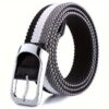 Fashionable Tri-Color Braided Belt - Comfortable, Stretchy Elastic Waistband with Oval Alloy Buckle for Men & Women, Casual, Wholesale - Image 2