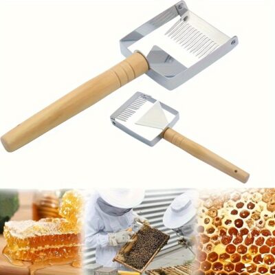 1pc Heavy-Duty Stainless Steel Beekeeping Tool - Professional Honey Uncapping Fork with Sharp Slanted Teeth & Ergonomic Handle for Efficient Honeycomb, Wax Removal - Compatible with European & American Honey Frames - Beekeeping Equipment for Hobbyists & C