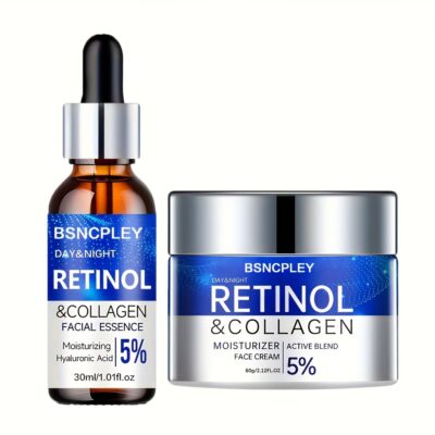 Retinol & Collagen Firming Cream and Hydrating Serum Set, Alcohol-Free for All Light Beige Types