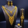 Arabian Style 5pcs Bridal Jewelry Set, Luxury Alloy Necklace, Earrings, Ring, Bracelet for Women, Perfect for Wedding & Party Occasions - Image 11