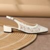 Chic Women's Delicate Mesh Floral Print Chunky Heel Sandals for Weddings and Parties - Comfortable  Versatile - Image 2