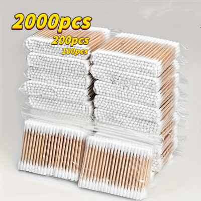 2000/200/100 Pcs Cotton Swabs, Used for Makeup Removal And Ear Cleaning, Personal Care And Household Items, Multi-Purpose Cotton Swabs.