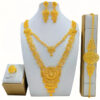 Arabian Style 5pcs Bridal Jewelry Set, Luxury Alloy Necklace, Earrings, Ring, Bracelet for Women, Perfect for Wedding & Party Occasions - Image 2