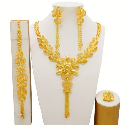 Exquisite Middle East Africa Dubai Golden Tassel Jewelry Set