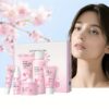 LAIKOU Sakura Skincare 6pcs/Set, with Serum, Cleanser, Toner, Face Cream, Eye Cream, Day Night Moisturizer, Sun Cream, Contain Vitamin C & Niacinamide - Image 3