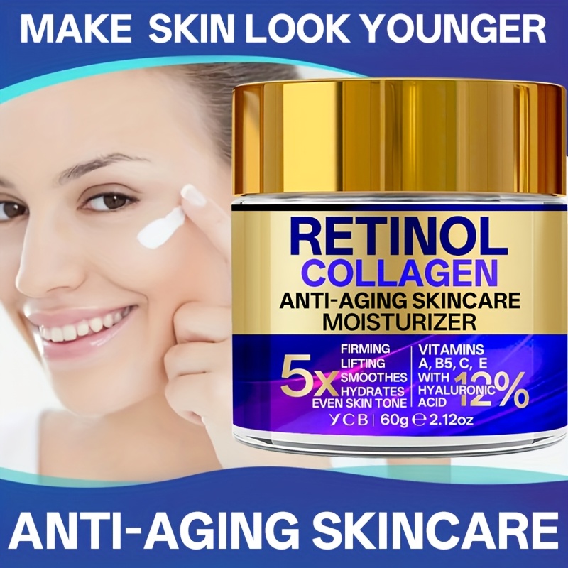 YCB Retinol Collagen Moisturizing Cream 60g/2.12oz - Face Cream with Hyaluronic Acid, Vitamin E, Shea Butter & Caffeine - Firms, Lifts Sagging Light Beige, Improves Elasticity, Even Light Beige, All Light Beige Types, Elegant Packaging, Advanced Skincare - Image 3