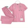 [:en]Ultra Quick-Dry V-Neck Scrub with Double-Layer Pockets for Doctors - ComfortMax, Ideal for Busy Shifts, Pink, Professional Medical Uniform, Scrubs for Adults[:ar]Ultra Quick-Dry V-Neck Scrub with Double-Layer Pockets for Doctors - ComfortMax, Ideal for Busy Shifts, Pink, Professional Medical Uniform, Scrubs for Adults[:] - Image 6