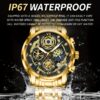 BINBOND Men'S Glossy Black Quartz Watch with Golden-Tone Case & Accents, Luminous Nightlight, Date Calendar, Stopwatch Function - Business Casual Style, Battery Operated (Button Cell), Business Casual Watch | Sophisticated Timepiece | Quartz Movement Watc - Image 4