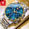 OLEVS Men'S Quartz Watch - Business Style, Luminous Moon Phase & Date Display, Stainless Steel Strap, Battery-Powered Chronograph Wristwatch for Teens & Adults, Mixed Colors, Formal Timepiece - Image 4