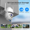 3MP Full HD Wireless WiFi Surveillance Camera IPX6 Grade Outdoor Camera, PTZ 355°, 2.4G WIFI Two-Way Audio Motion Detection and Alarm Notification Push, Home Intercom Security Camera with Ethernet Port, Remote Full Color Night Vision Camera, APP Operation - Image 6
