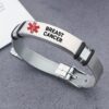 1pc Stainless Steel Medical Alert Bracelet, Adjustable With Red Caduceus Symbol, 10 Alert Options Including Type 2 Diabetes, Emergency ID Jewelry For Adults, Outdoor First Aid Wristband - Image 20