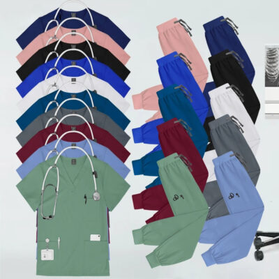 Hospital Scrubs Uniforms Overalls for Women Men - Regular Fit Drawstring Closure, Polyester Spandex, 3 Colors (Black/Blue/Green) - Professional Medical & Casual Wear, Scrub Sets, Scrub Top And Overalls