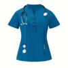 [:en]Women'S Elegant Scrub Set - Solid Color V-Neck Short Sleeve Top & Pants with Pockets, Breathable Summer Uniform for Healthcare Professionals, Healthcare Professional Apparel | Elegant Outfit | Functional Desig[:ar]Women'S Elegant Scrub Set - Solid Color V-Neck Short Sleeve Top & Pants with Pockets, Breathable Summer Uniform for Healthcare Professionals, Healthcare Professional Apparel | Elegant Outfit | Functional Desig[:] - Image 4