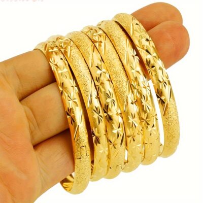 6pcs Classic Bangles Retro Carving Traditional Engagement/ Wedding Decor Perfect Gift For Female Dupes Luxury Jewelry