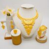 Luxury 24K Golden Plated Middle Eastern Jewelry Set for Women, Fashion Dubai African Style, Alloy Necklace, Earrings, and Bracelet, Daily and Party Wear, All Seasons Compatible - Image 2