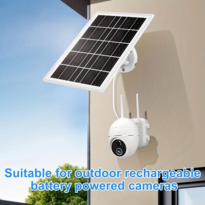 8W Solar Panel for Security Cameras/Trail Cameras/Smart Doorbells- Outdoor Solar Charger with Micro USB& USB-C Ports for 5V Rechargeable Battery Cameras, Wildlife Monitors, RV Sensors- IP65, 360° Adjustable Mount, 298.7cm Cable