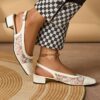 Chic Women's Delicate Mesh Floral Print Chunky Heel Sandals for Weddings and Parties - Comfortable  Versatile - Image 7