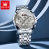 OLEVS Men'S Quartz Watch - Business Style, Luminous Moon Phase & Date Display, Stainless Steel Strap, Battery-Powered Chronograph Wristwatch for Teens & Adults, Mixed Colors, Formal Timepiece - Image 9