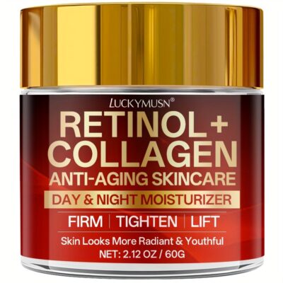 Retinol Collagen Cream That Hydrates, Tightens, And Lifts Drooping Skin, Enhances Elasticity, Balances Skin Tone, Includes Hyaluronic Acid, Vitamin C, And Peptides, Giving The Skin a Youthful And Radiant Appearance, Appropriate for All Skin Types.