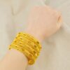 4pcs Luxury 24K Golden Plated Bangle Set, Arabian Style Copper Bangles, Open Cuff Design, Fashion Jewelry for Women, with for Weddings, Parties, and Gift-Giving Occasions, Fits All Seasons - Image 4