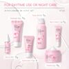 LAIKOU Sakura Skincare 6pcs/Set, with Serum, Cleanser, Toner, Face Cream, Eye Cream, Day Night Moisturizer, Sun Cream, Contain Vitamin C & Niacinamide - Image 2