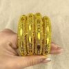 4pcs Luxury 24K Golden Plated Bangle Set, Arabian Style Copper Bangles, Open Cuff Design, Fashion Jewelry for Women, with for Weddings, Parties, and Gift-Giving Occasions, Fits All Seasons - Image 7