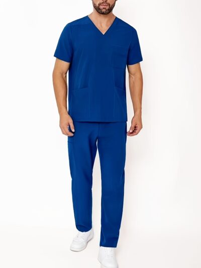 [:en]Men's Summer Fashion V-Neck Scrub Set with Multiple Pockets - Casual, Machine Washable Workwear for Medical Staff[:ar]Men's Summer Fashion V-Neck Scrub Set with Multiple Pockets - Casual, Machine Washable Workwear for Medical Staff[:]