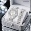 2pcs Elegant Women'S Watch Set, Alloy Case & Bracelet, Quartz Movement, Non-Rechargeable Battery, Gift Choice, Gift Set|Elegant Accessory|Quartz Movement - Image 2