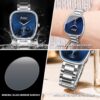 BINBOND Women's Elegant Minimalist Quartz Watch - Navy Blue Dial, Stainless steel case & band, Shockproof Everyday & Formal Watch for Women - Affordable Luxury Wristwatch, Versatile Timepiece, Sleek Rectangular Case, Polished Finish - Image 4