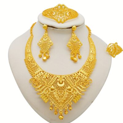 Stylish Dubai Ethiopia Jewelry Golden Necklace Set Middle Eastern Oriented
