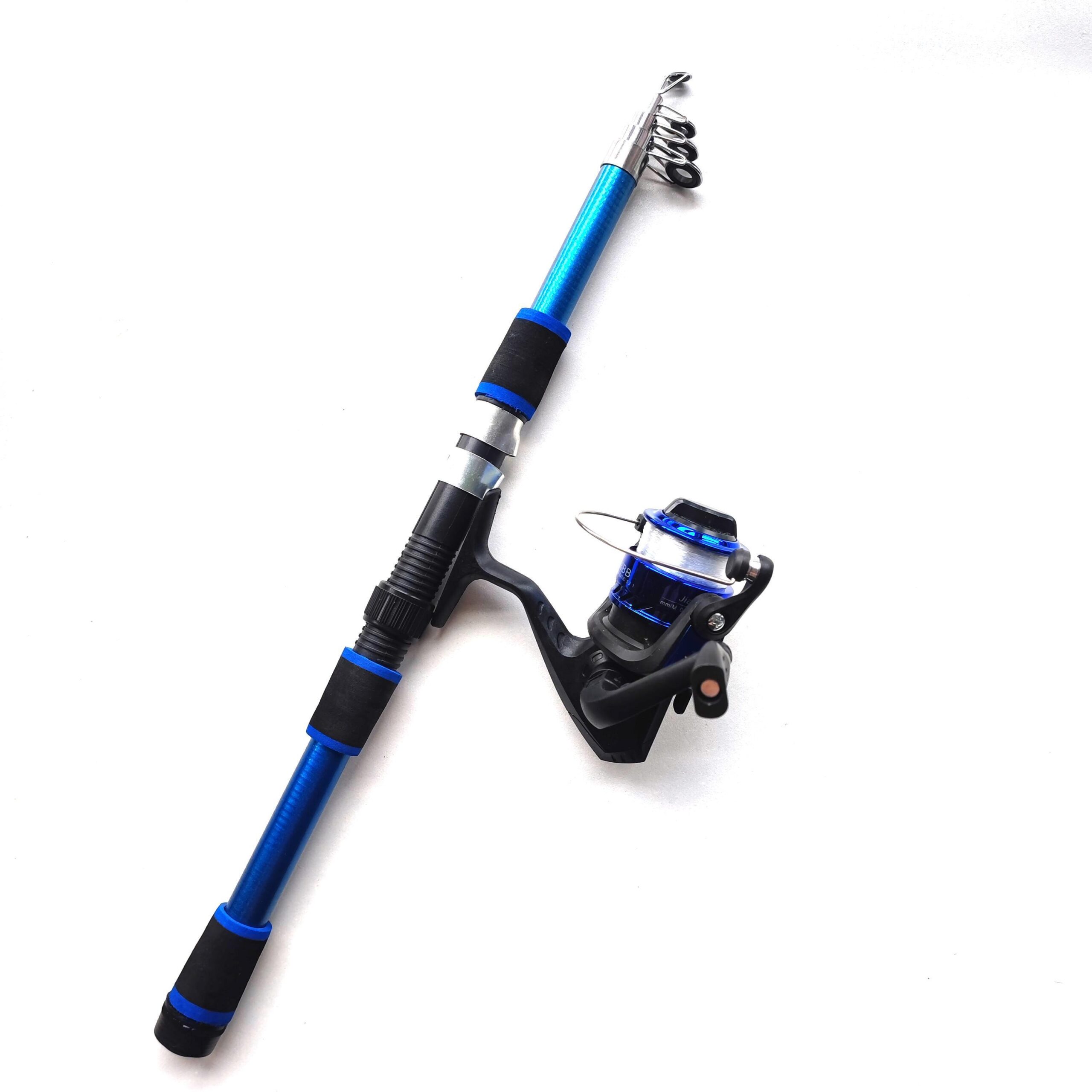 Telescopic Spincasting Fishing Rod Combo, 182.88cm Fiberglass Right-Handed, Fast Action, Light Power, 5.2:1 Spinning Reel with Lure Set, Blue - Image 10
