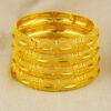 4pcs Luxury 24K Golden Plated Bangle Set, Arabian Style Copper Bangles, Open Cuff Design, Fashion Jewelry for Women, with for Weddings, Parties, and Gift-Giving Occasions, Fits All Seasons - Image 2