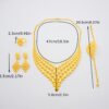 1 Set Luxury 24K Golden Plated Jewelry, Copper Crafted, Necklace, Earrings, Bracelet, Ring, for Women, Perfect for Wedding, Bridal, Party, Dubai, India, Nigeria, Morocco Style Accessories - Image 5
