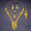Arabian Style 5pcs Bridal Jewelry Set, Luxury Alloy Necklace, Earrings, Ring, Bracelet for Women, Perfect for Wedding & Party Occasions - Image 12
