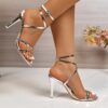 2025Women's Elegant Summer High Heel Sandals - Open-Toe with Adjustable Ankle Strap for Weddings, Parties  Formal Events - Image 2
