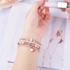 Pink Beaded Stretch Watch Strap for Apple Watch - 42mm/44mm/45mm Series 9/8/7 SE Series 6/5/4/3/2/1, Handmade Crystal Beads, Compatible with for iphone, Fashion Accessory|Elegant Watch Strap|Stretchable Band, for Apple Watch Accessories - Image 2