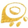 1 Necklace + 1 Bracelet + 1 Pair of Earrings + 1 Ring Luxury Style Bridal Jewelry Set Golden-Plated Floral Hollow Design Perfect for Daily Outfits, Party Accessories, Engagement/Wedding Gift - Image 5