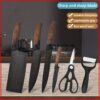 6pcs, Knife Set, Fat Handle, Wood Grain Covering, Kitchen Set, Knife With Melon Planing, Color Boxed, In Stock Wholesale - Image 3