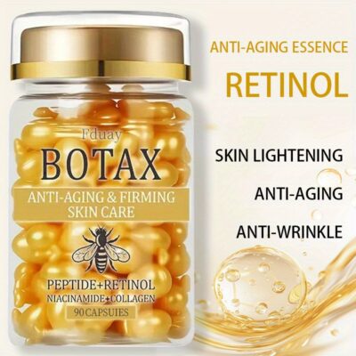 90pcs BOTAX Tightening Capsules, a Skincare Product Containing Retinol, Collagen, Olive Oil, and Jojoba Oil. Rich In Hyaluronic Acid, It Can Tighten Light Beige Colors and Is Suitable for All Light Beige Types. the Texture Is Light and Easy to Absorb