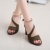 Elegant Women'S Open-Toe High Heel Sandals with Beaded Ankle Strap - Fashionable Black Dress Shoes for Formal Occasions, Rubber Sole, PU Cover, Comfortable  Stylish - Image 9