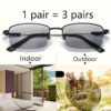 1pc Elegant Square Frame 4-in-1 Photochromic Multifocal Progressive Reading Glasses, Acrylic Lens, Metal Semi-Rimless with Memory Hinges, Comfortable Business Style, Portable with Case for Businessmen - Image 2