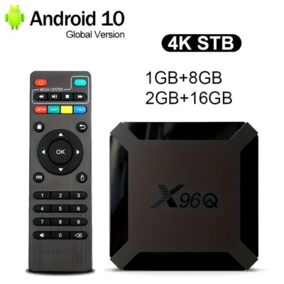 X96Q Android 10 Smart TV Box with Allwinner H313, Quad-Core A53 4K 3D HDR, Dual USB 2.0 Ports, Media Player, Compact Design, EU Plug, Type-C Plug, Wireless Connectivity, Remote Control, Miracast Support, EU Plug TV, Streaming Device, Modern Accessory, Hig