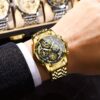 BINBOND Men'S Glossy Black Quartz Watch with Golden-Tone Case & Accents, Luminous Nightlight, Date Calendar, Stopwatch Function - Business Casual Style, Battery Operated (Button Cell), Business Casual Watch | Sophisticated Timepiece | Quartz Movement Watc - Image 5