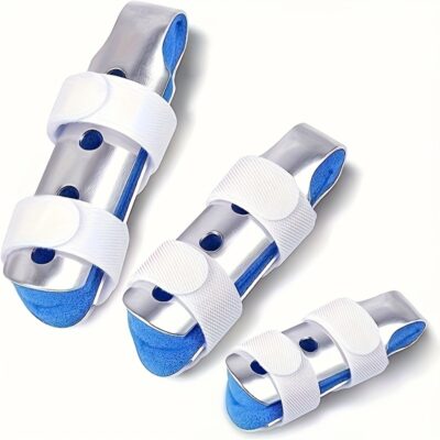 3pcs Adjustable Finger Splints - Comfortable Aluminum Alloy Support Braces with Breathable Sponge Lining for Broken Finger Correction & Relief, Blue